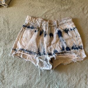Sans Souci Blue and White Tie-Dye Jean Shorts